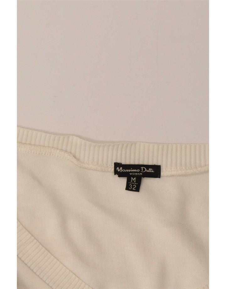 Pulover cu decolteu în V Massimo Dutti pentru femei, alb deschis mediu, UK 12