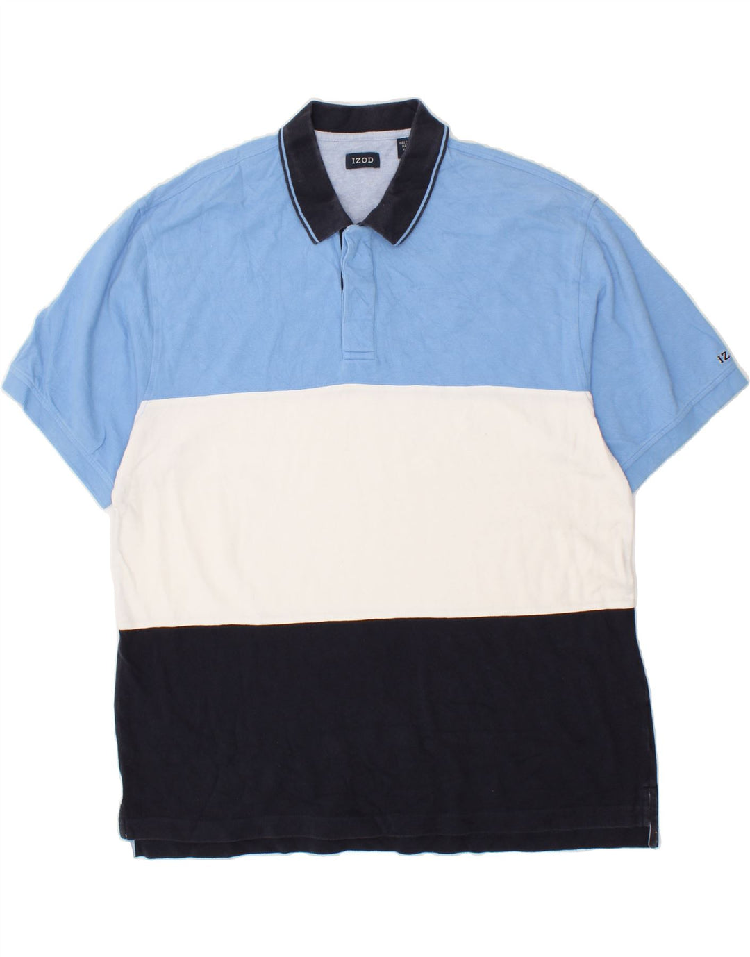 IZOD Mens Polo Shirt XL Blue Colourblock Cotton Vintage Izod and Second-Hand Izod from Messina Hembry 