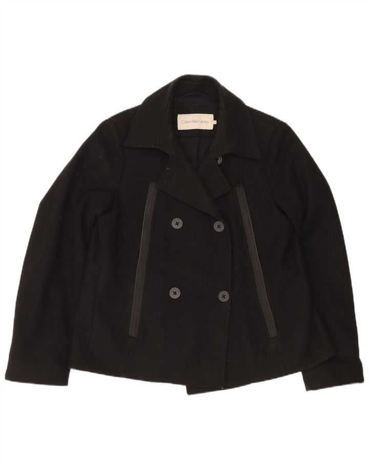 CALVIN KLEIN JEANS Palton pentru femei UK 14 Lână neagră medie