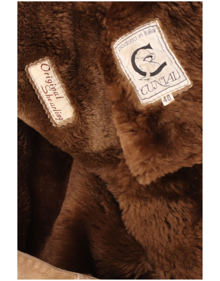 Jachetă vintage bărbați din shearling IT 48 din piele maro medie