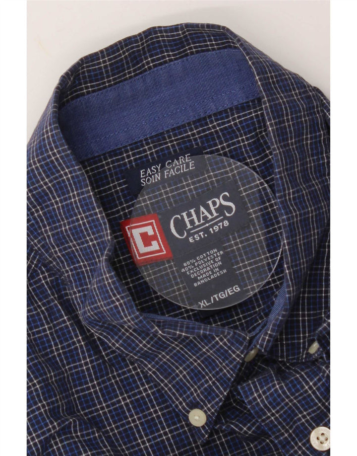 Cămașă pentru bărbați Chaps Easy Care XL din bumbac cu carouri bleumarin
