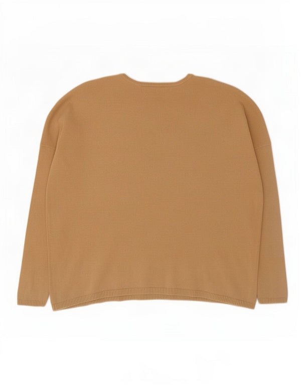 Pulover supradimensionat pentru femei Zara, cu gât crew, UK 10, bumbac mic, bej