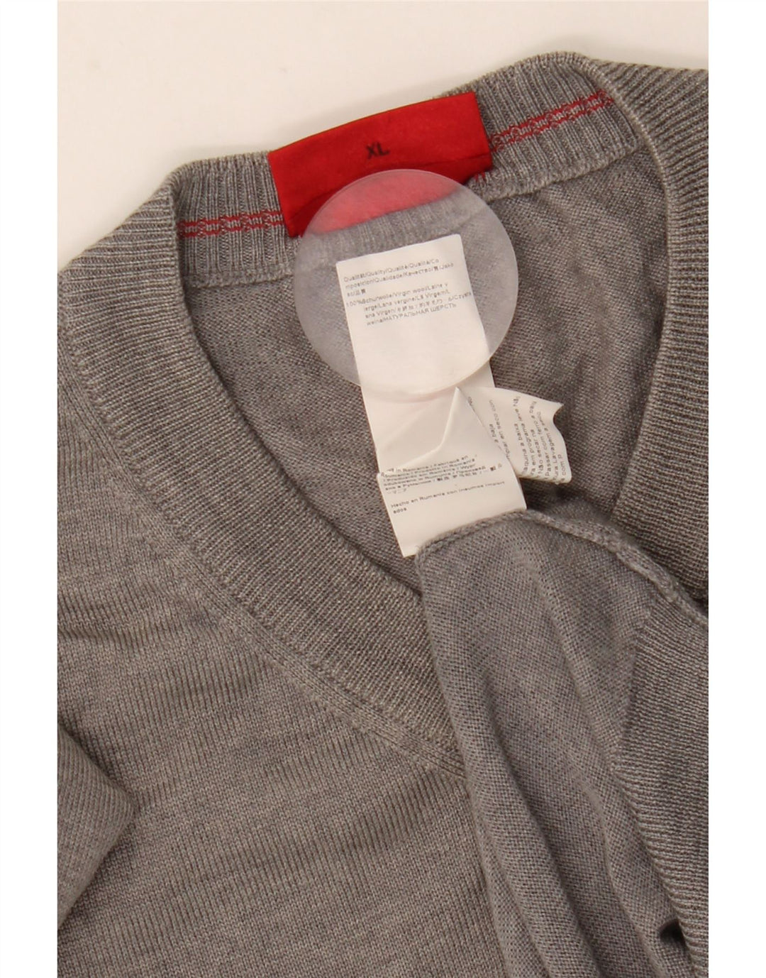 Pulover cu decolteu în V Hugo Boss pentru bărbați, XL, lână gri