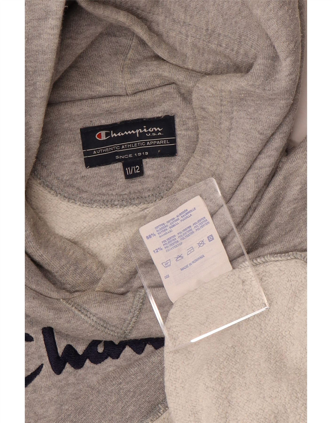 Pulover cu glugă cu grafic CHAMPION pentru băieți, 11-12 ani, bumbac gri