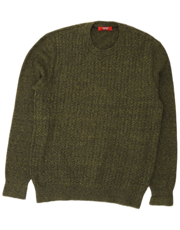 Esprit Mens Crew Neck Jumper Sweater Medium Khaki Cotton