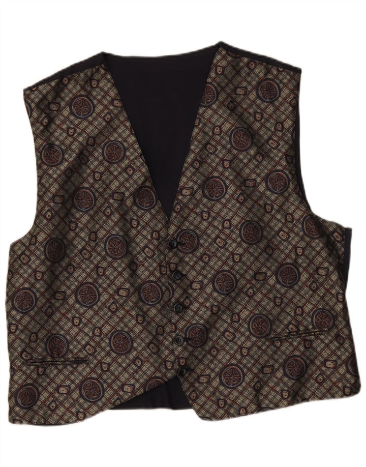 Vestă vintage pentru bărbați cu model abstract, mare, gri, retro
