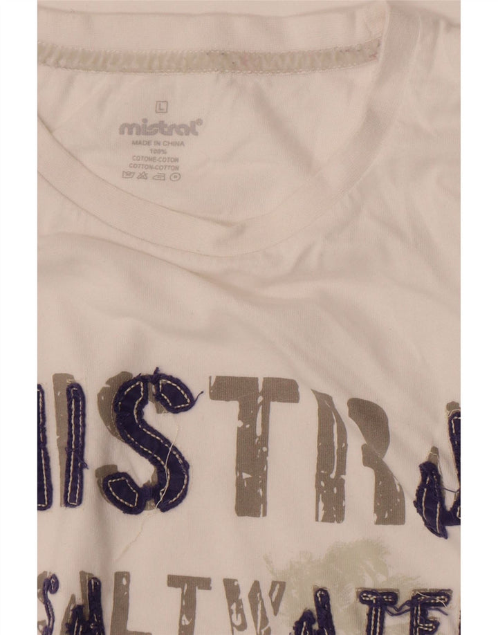 Tricou grafic Mistral pentru bărbați Top mare din bumbac alb