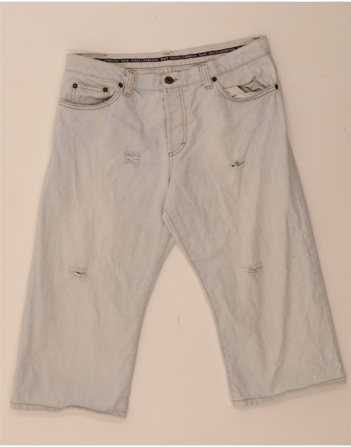 DOLCE & GABBANA Womens Distressed Bermuda Shorts IT 42 Medium W28 Blue Vintage Dolce & Gabbana and Second-Hand Dolce & Gabbana from Messina Hembry 