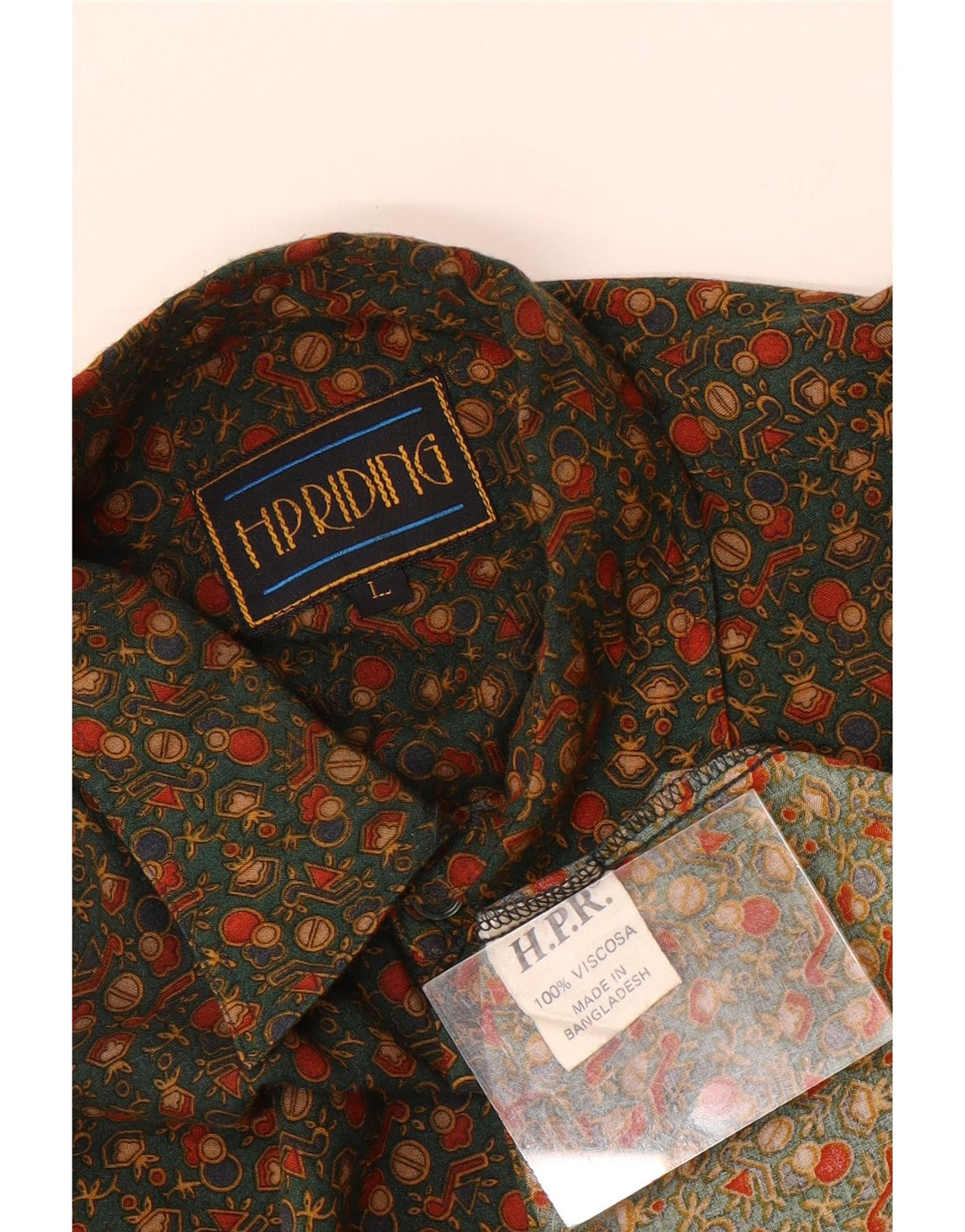 Cămașă Bărbați VINTAGE Kaki Geometrică Viscoză