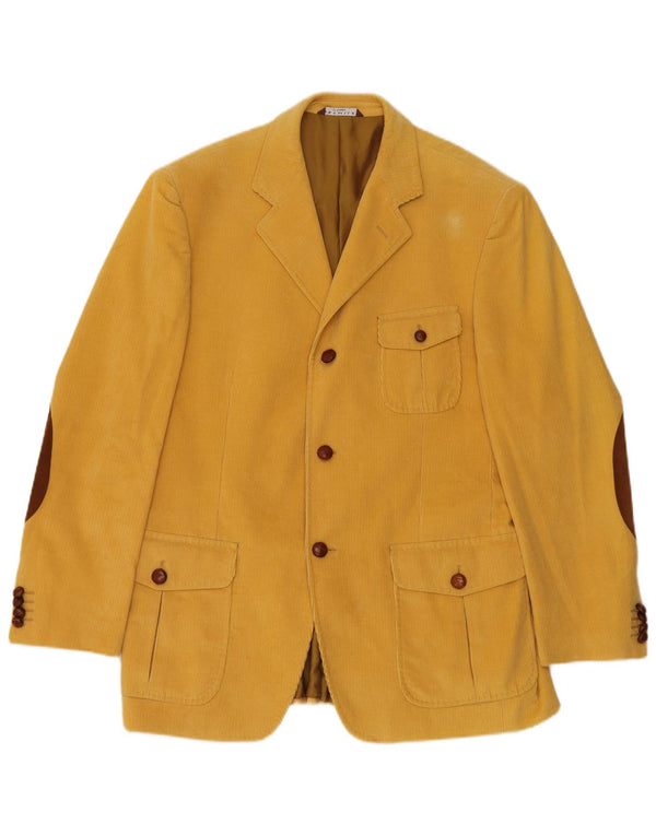 Jachetă vintage pentru bărbați, cu 3 nasturi, din velur, IT 52 XL, galben Colorblock