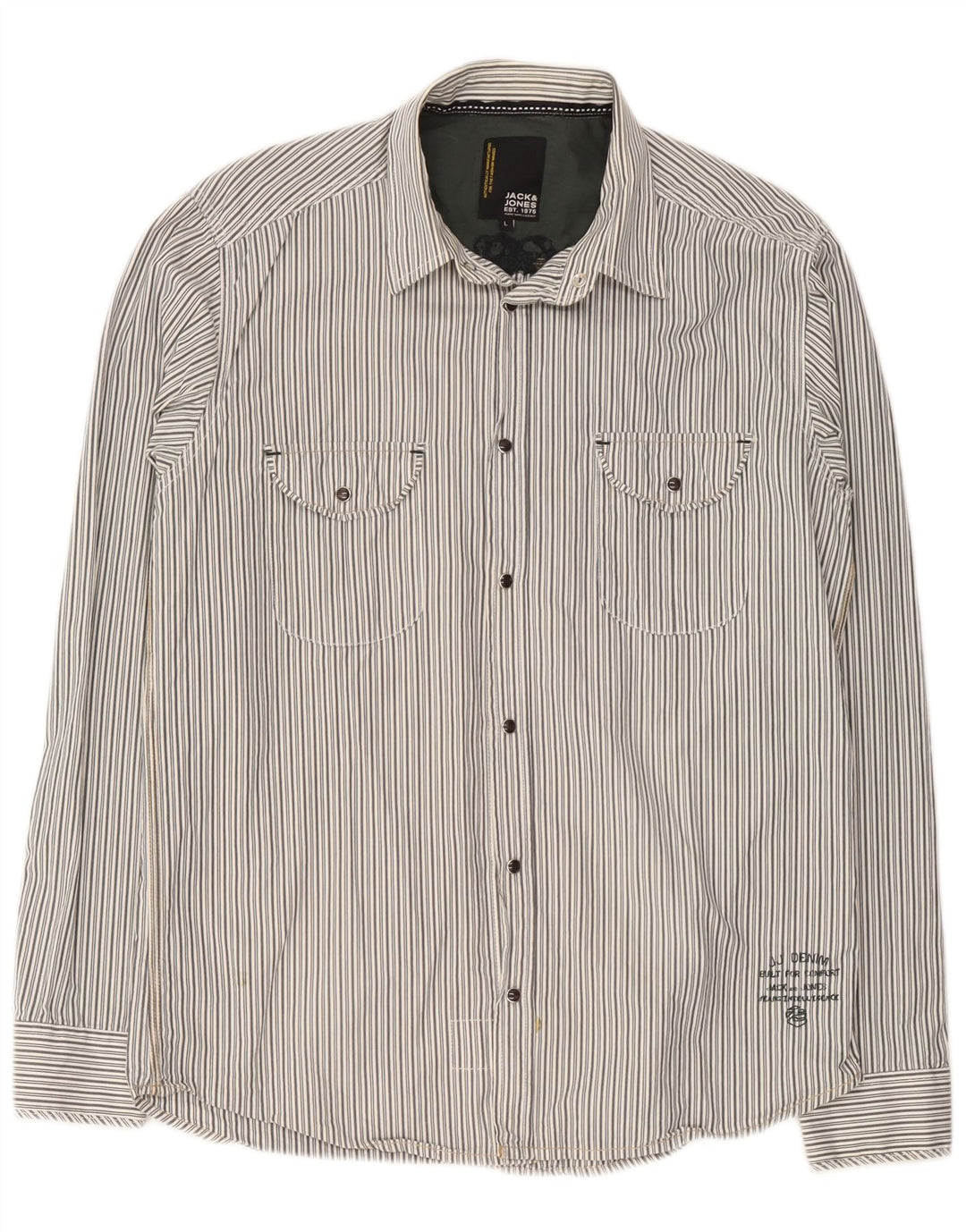 Cămașă cu grafică Jack & Jones pentru bărbați, bumbac cu dungi gri mari