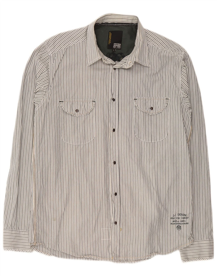 Cămașă cu grafică Jack & Jones pentru bărbați, bumbac cu dungi gri mari