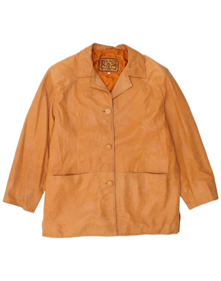 Jachetă de piele vintage pentru femei UK 16 Large Beige