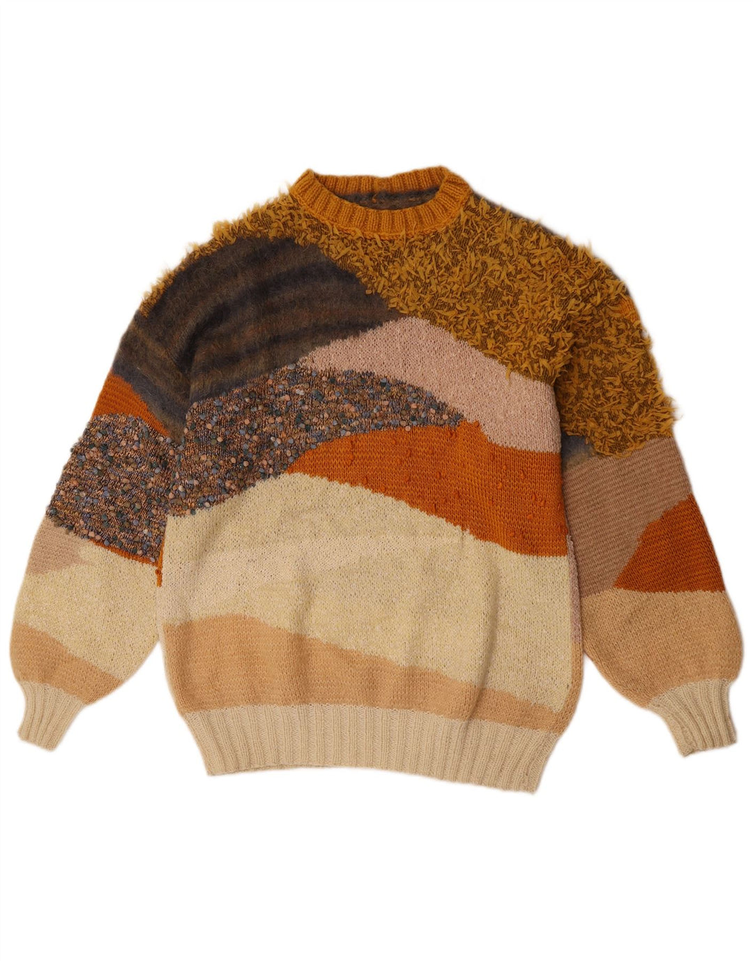 Pulover vintage pentru femei cu decolteu triplu UK 16 mare multicolor