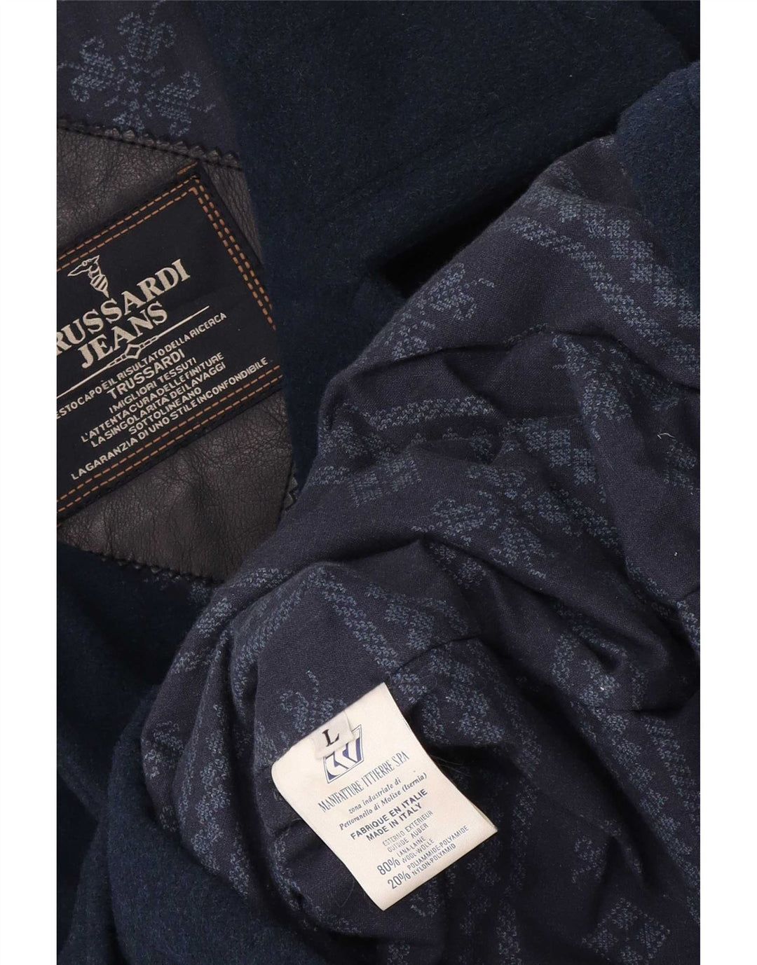 Palton pentru bărbați Trussardi Jeans UK 40 mare, lână bleumarin