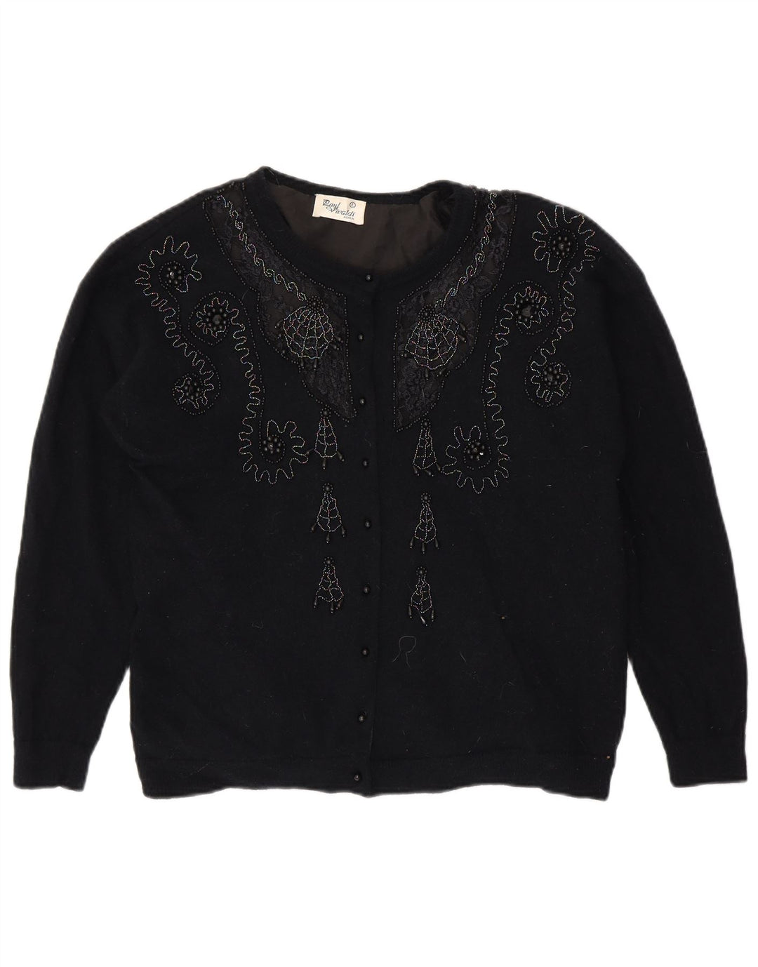 Pulover cardigan pentru femei VINTAGE UK 16 mare bleumarin cachetaie