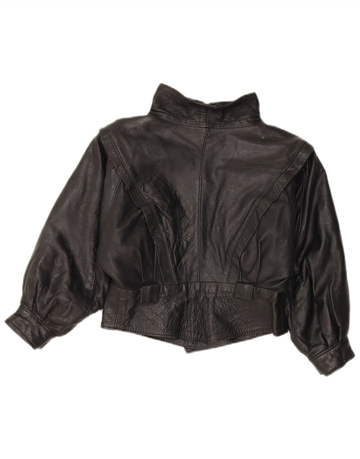 Geaca de piele vintage fete 7-8 ani piele neagra medie