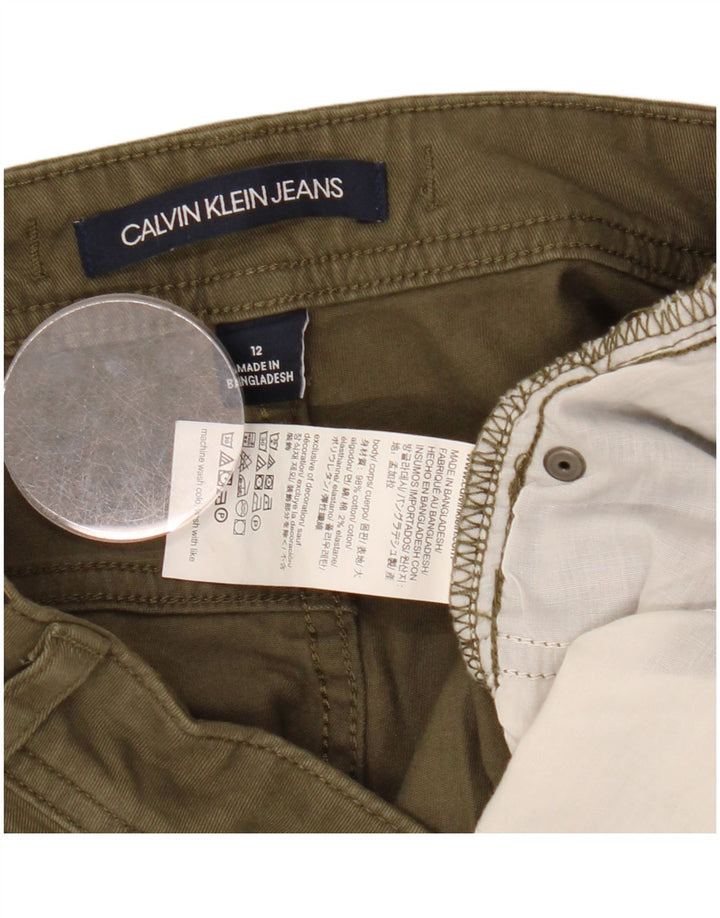 Pantaloni tăiați conici pentru femei CALVIN KLEIN US 12 Large W34 L26 Kaki