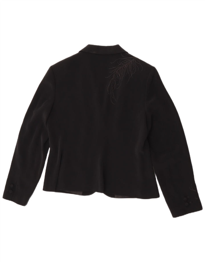 Jachetă blazer pentru femei Laura Ashley, cu 1 nasture, UK 16, mare, neagră, florală