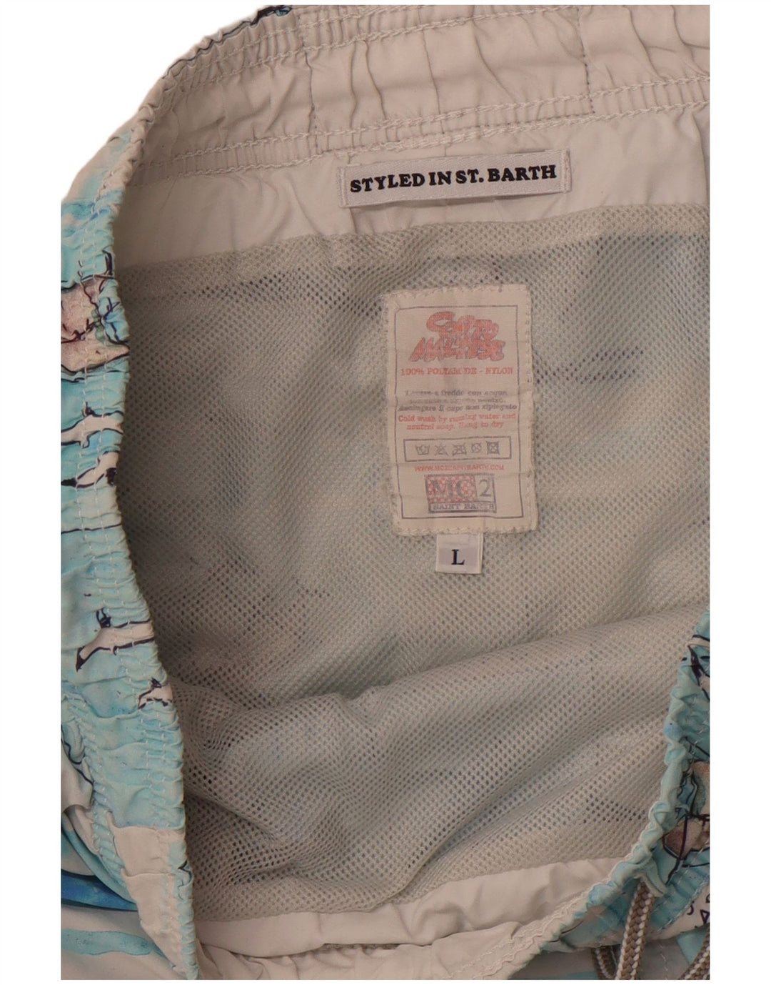 MC2 SAINT BARTH Pantaloni scurți de înot pentru bărbați cu model abstract, nailon mare albastru