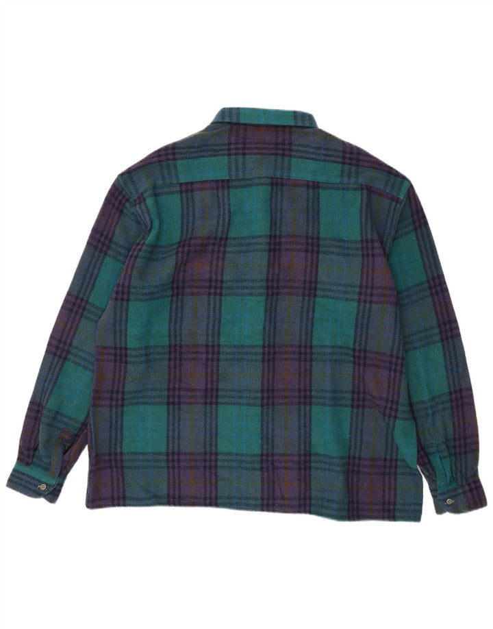 Cămașă de flanel pentru bărbați VINTAGE Lumberjack 3XL Lână carouri verde