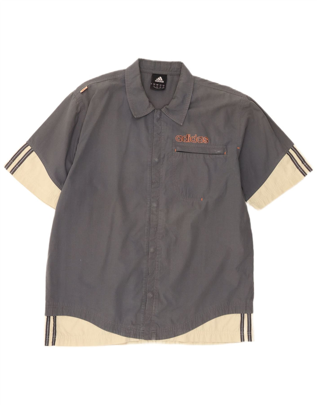 Cămașă cu mânecă scurtă pentru bărbați Adidas, gri mediu, poliester color bloc