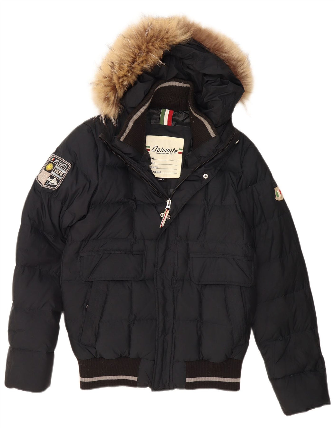 Jachetă căptușită cu glugă pentru bărbați DOLOMITE UK 36 Poliester negru mic