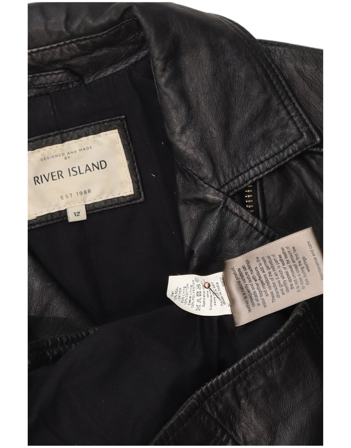 Jachetă motociclist din piele pentru femei River Island UK 12 Medium Black