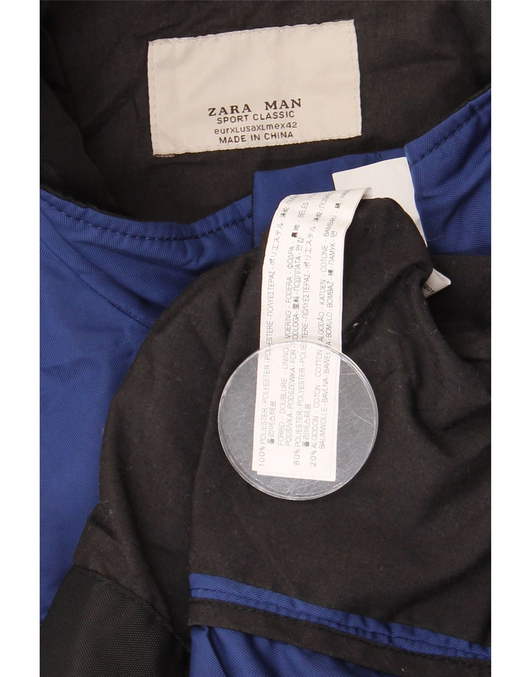 Bomber pentru bărbați ZARA UK 42 XL Albastru Poliester