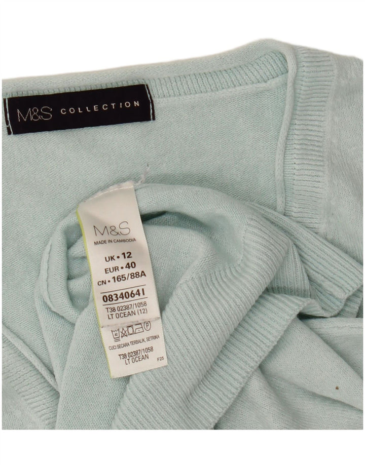 Pulover pentru femei Marks & Spencer cu decolteu în V UK 12 Medium Blue Acrylic