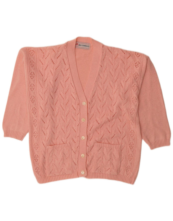 Pulover vintage cardigan supradimensionat pentru femei UK 16 mare bumbac roz
