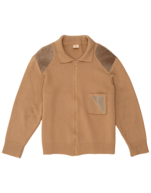 Pulover Cardigan Vintage pentru Damă UK 12 Maro Mediu Colorblock