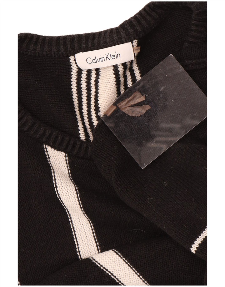 Pulover pentru bărbați CALVIN KLEIN, cu gât de barcă, din bumbac cu dungi negre medii