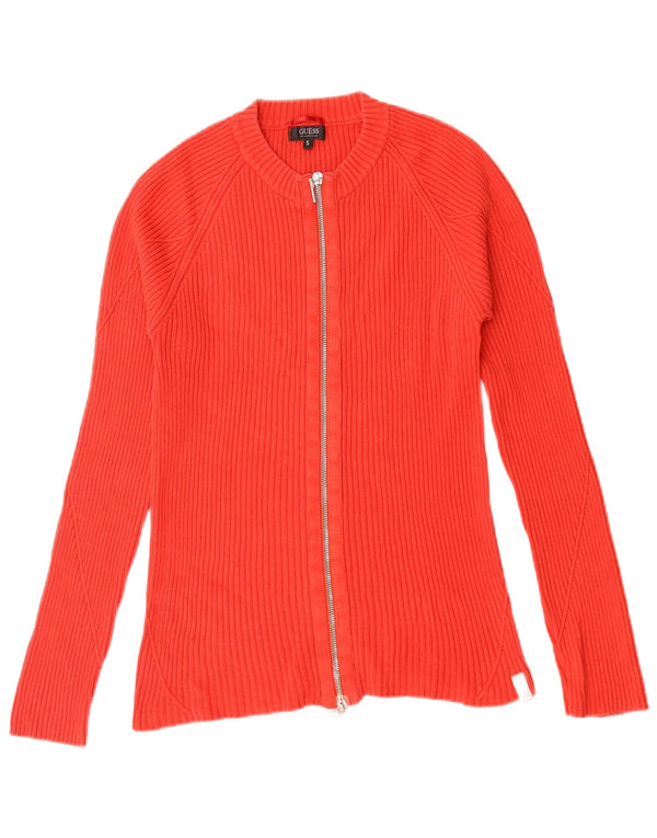 Pulover cardigan cu fermoar complet Guess UK 10 Bumbac roșu mic