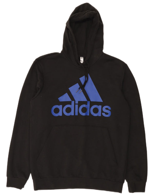 Pulover Adidas pentru bărbați cu glugă grafic UK 44/46 mare, negru, bumbac