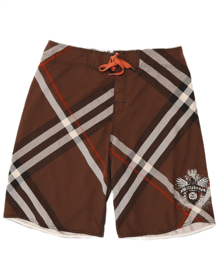 Pantaloni scurți de înot grafic pentru bărbați Billabong, maro, în carouri, poliester