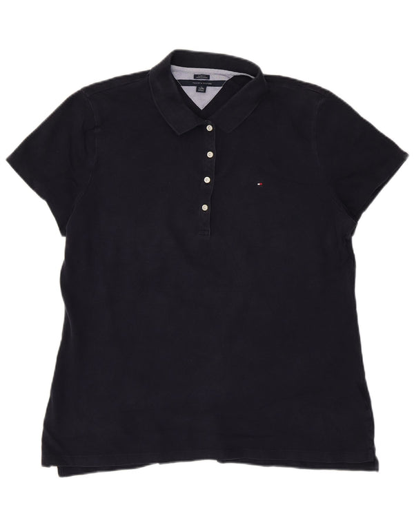 Tricou polo Tommy Hilfiger pentru femei, cu ajustare clasică, UK 18 XL, bumbac bleumarin
