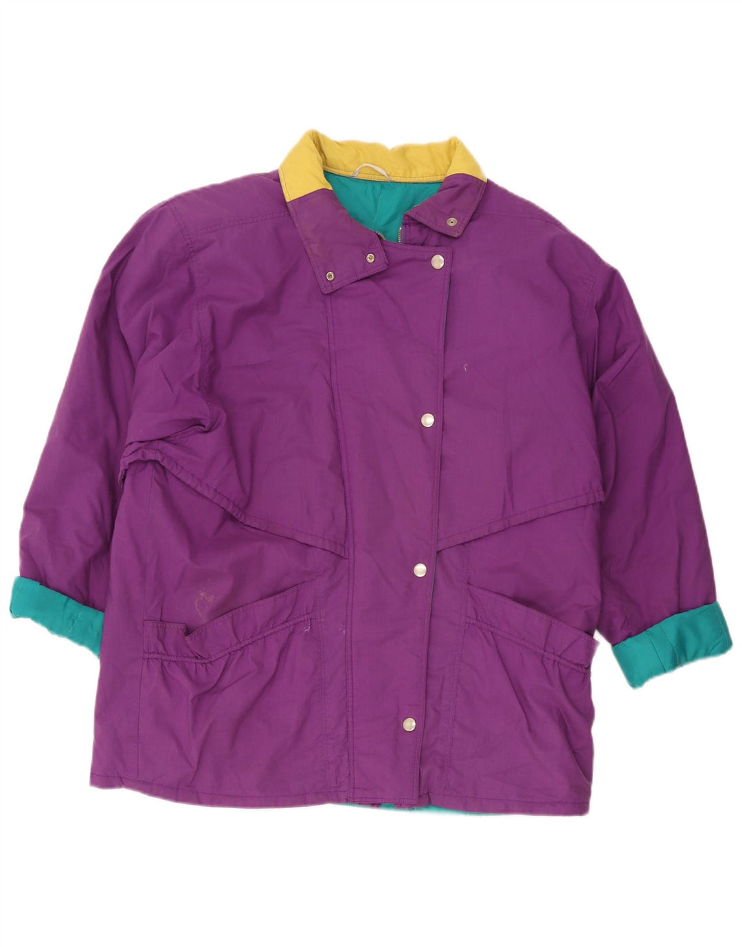 Jachetă vintage pentru femei, UK 18 XL, mov, poliester color bloc