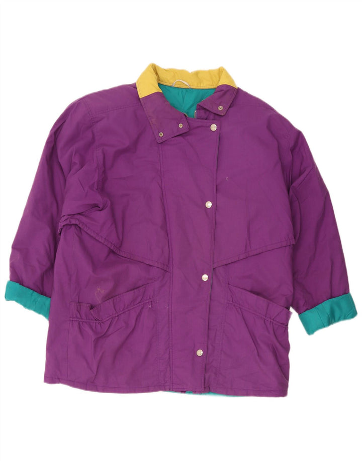 Jachetă vintage pentru femei, UK 18 XL, mov, poliester color bloc