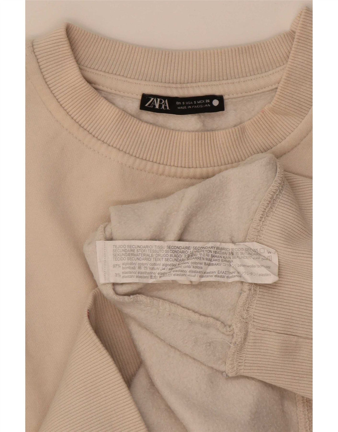 Pulover supradimensionat pentru femei Zara UK 10 Bumbac Bej mic