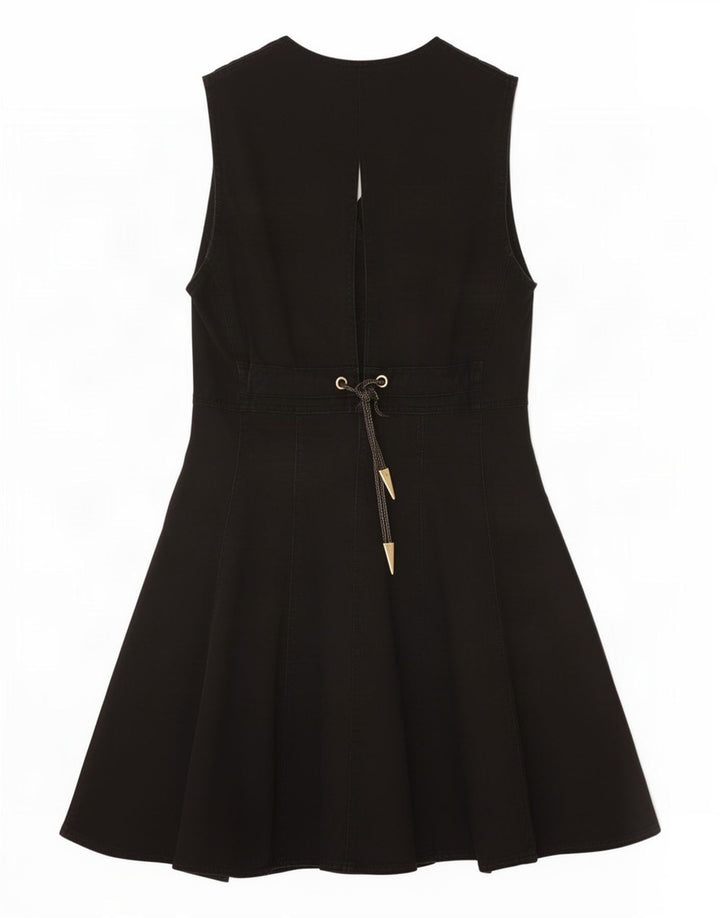 Roccobarocco Femei Fără mâneci Denim Rochie IT 44 Medium Negru Bumbac