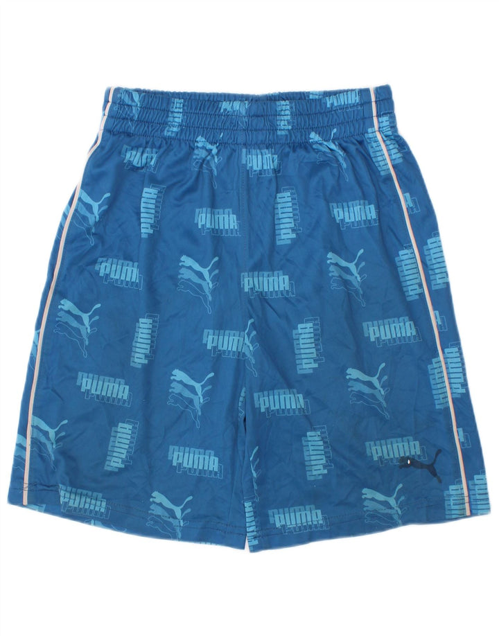 Pantaloni scurți sport grafic Puma pentru băieți 6-7 ani, poliester albastru