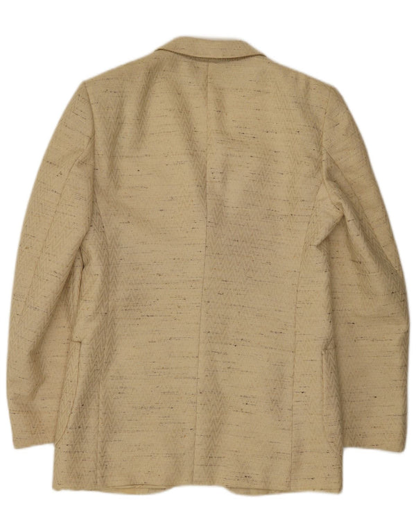 Jachetă vintage pentru bărbați cu 3 nasturi IT 48 Medium Bej Lână virgină cu pete