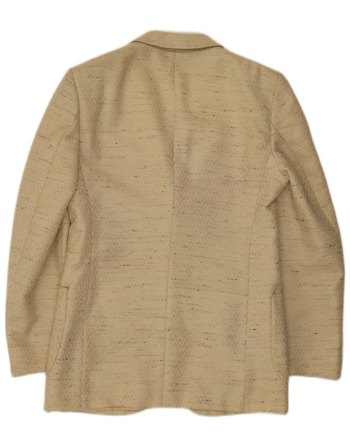 Jachetă vintage pentru bărbați cu 3 nasturi IT 48 Medium Bej Lână virgină cu pete