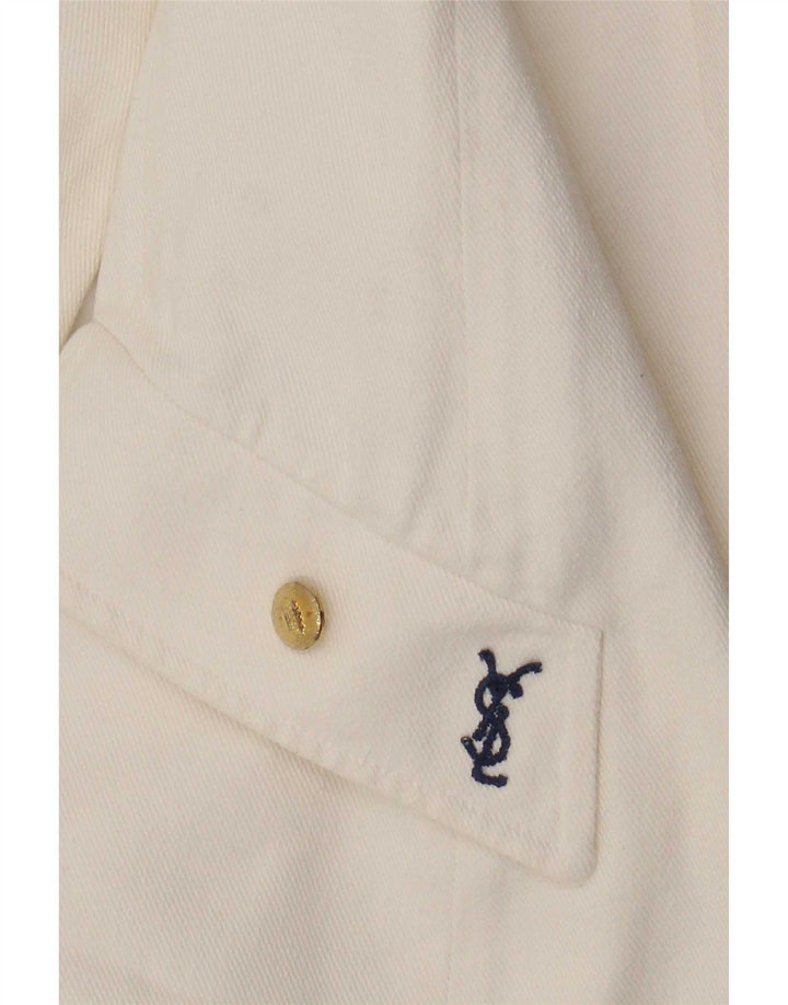 Yves Saint Laurent Jachetă pentru femei din denim cu 2 nasturi UK 10 Small White