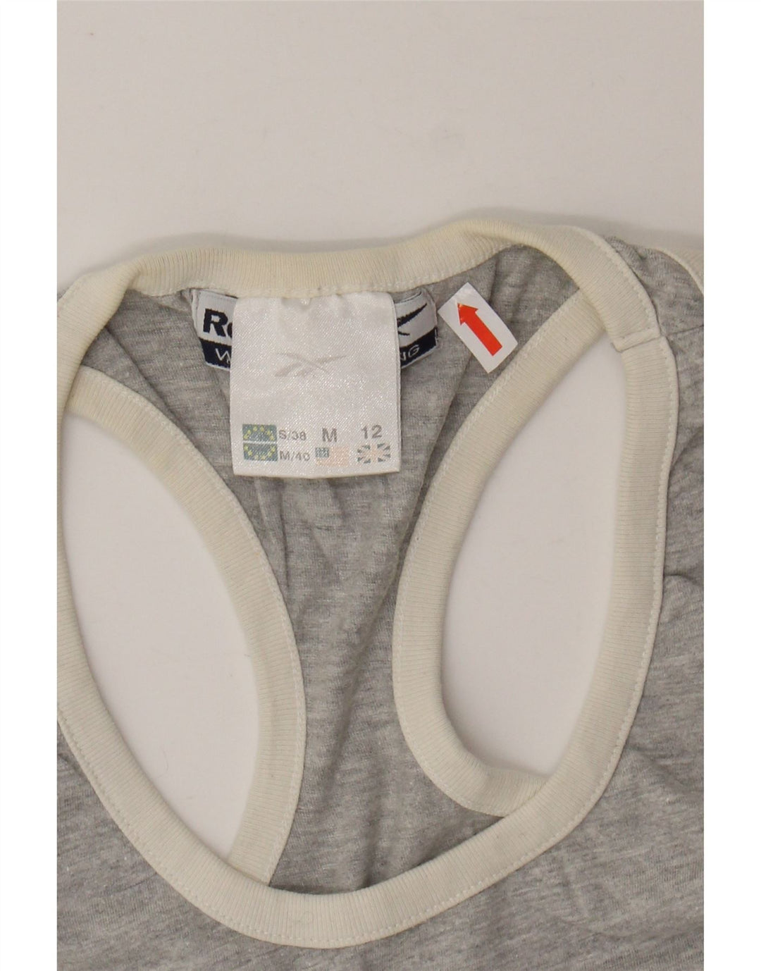 Reebok Crop Graphic Vest Top pentru femei UK 12 Medium Grey Flecked Bumbac