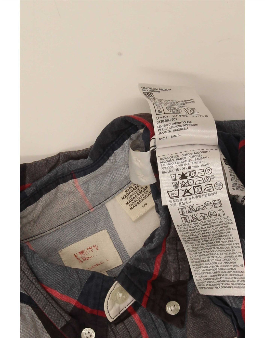 Cămașă pentru bărbați Levi's, mare, albastru în carouri din bumbac