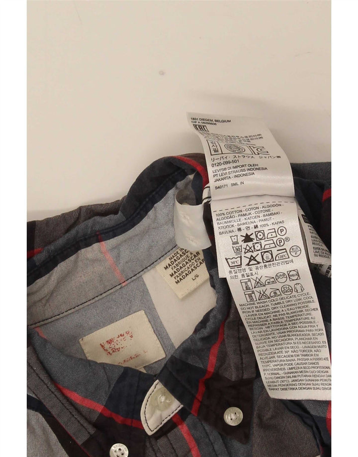 Cămașă pentru bărbați Levi's, mare, albastru în carouri din bumbac