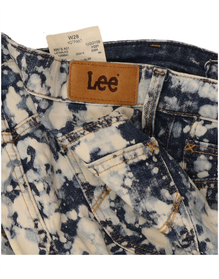 Pantaloni caldi din denim pentru femei Lee W28, bumbac cu vopsea cravată, albastru marin mediu