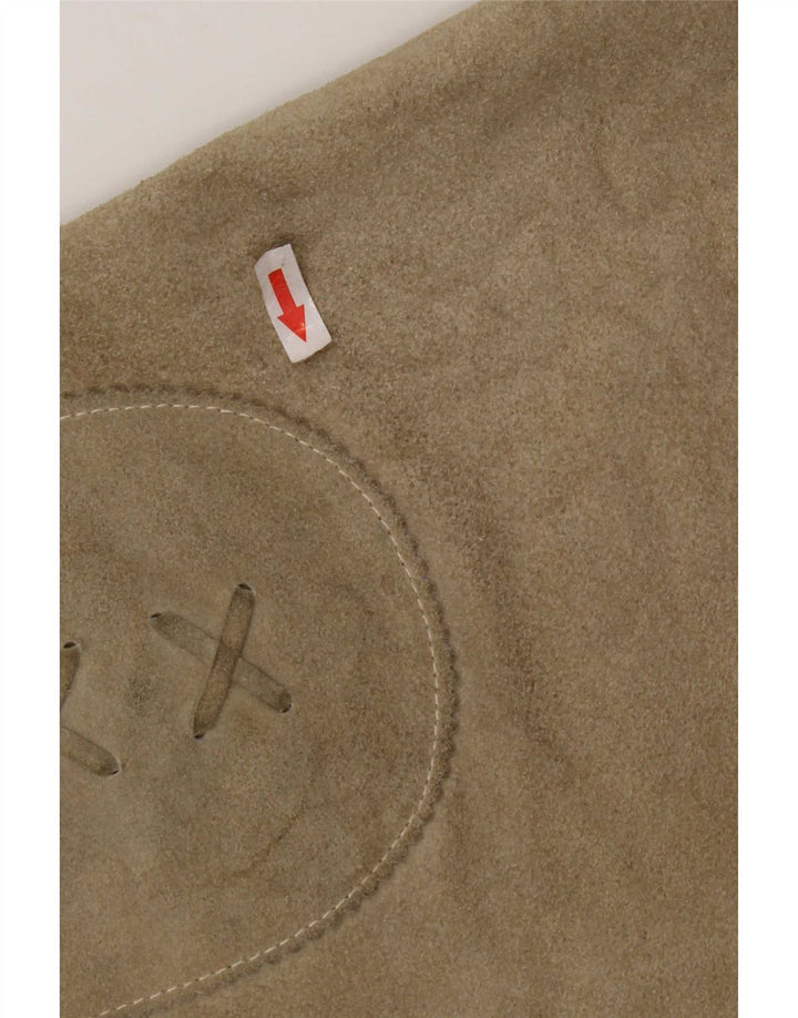 Fusta mini de piele intoarsa vintage pentru femei W28 Medium Kaki